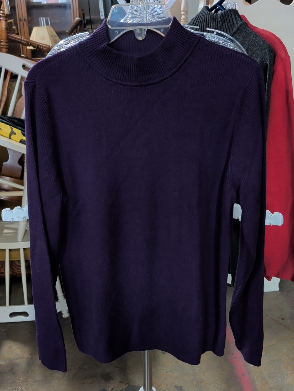 Karen Scott Mock Neck Sweater - Deep Plum